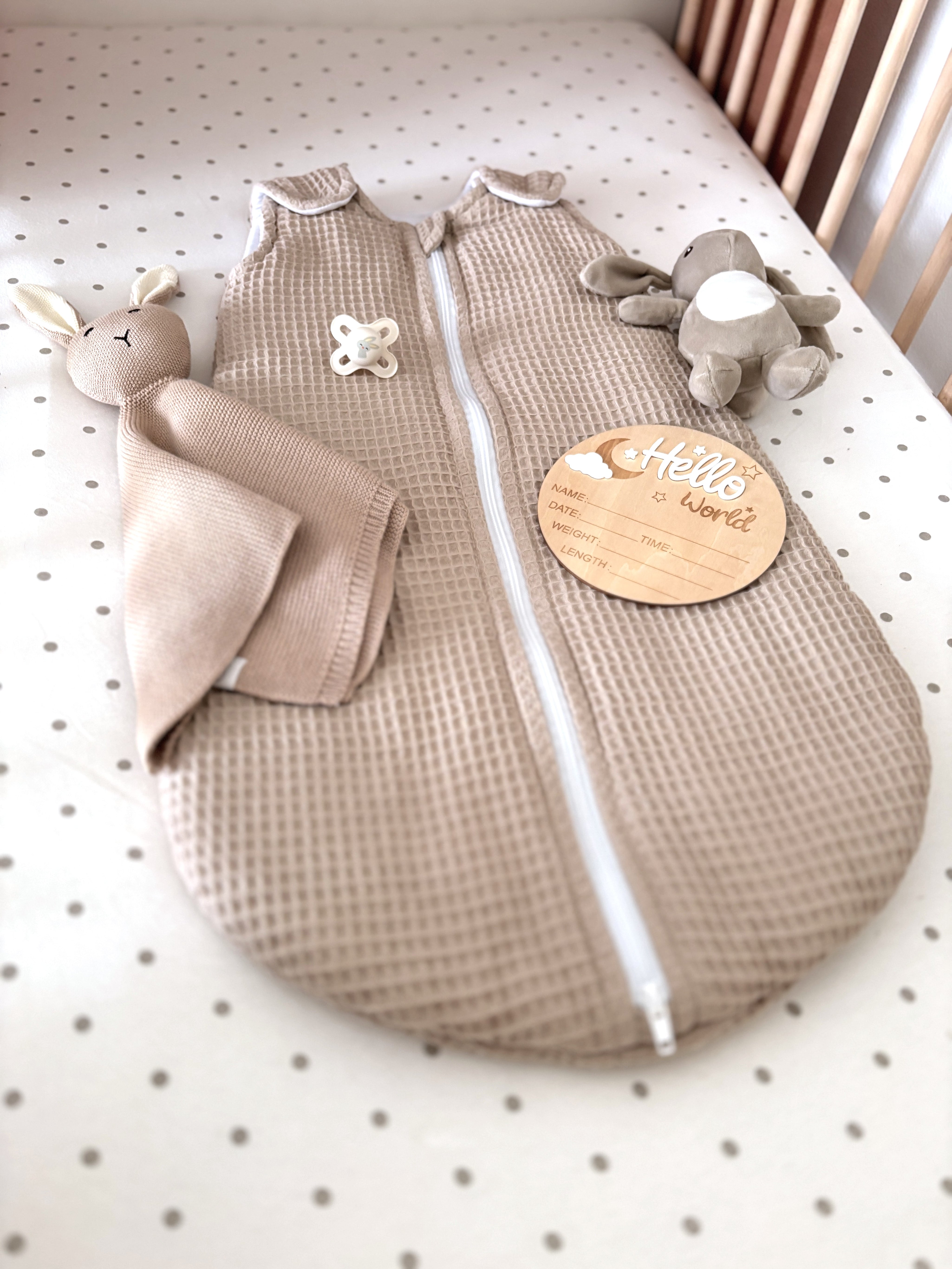 Baby Schlafsack Waffel Hellbeige