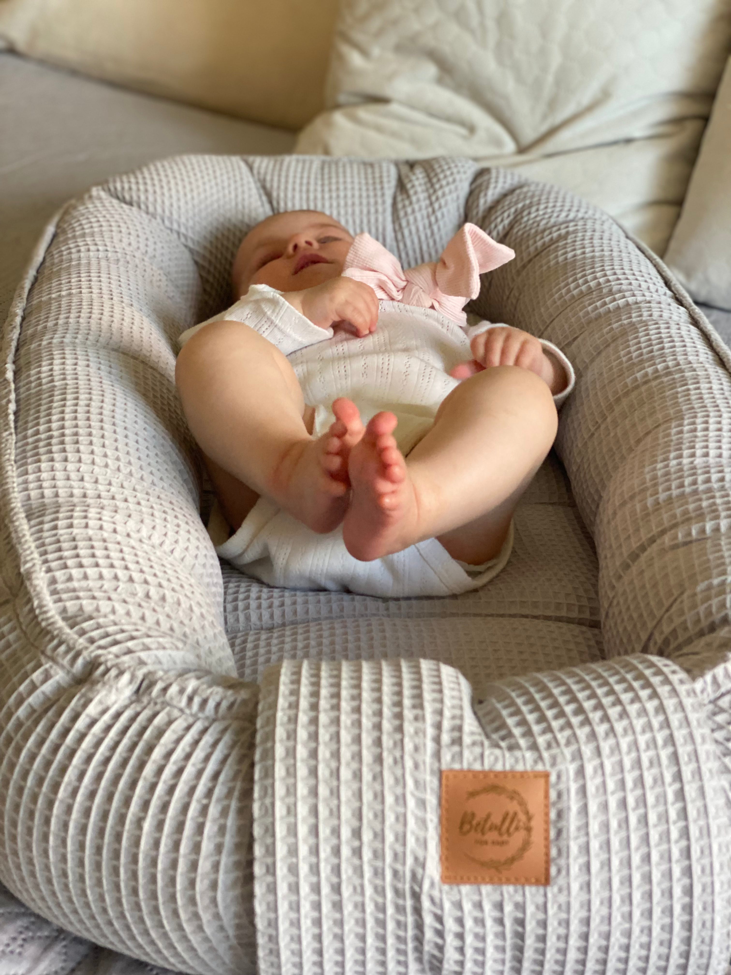 Babynest Waffel Hellgrau