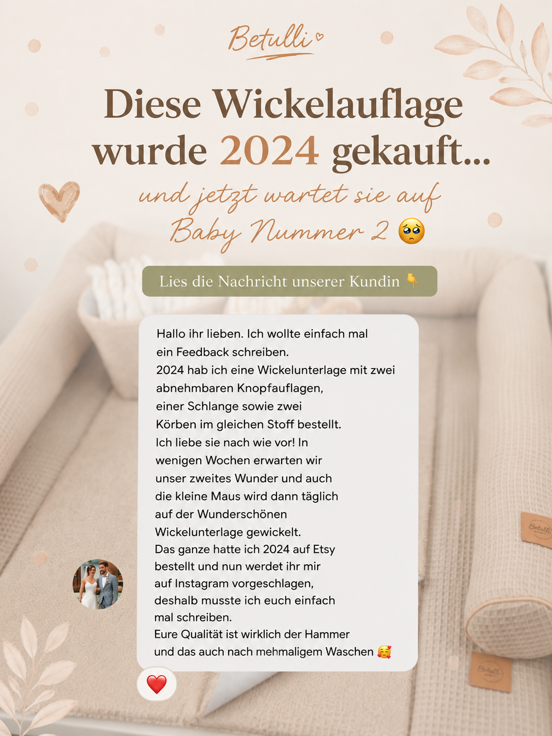 Wickelauflage mit wasserdichte abknöpfbare Auflage mit Druckknöpfen Hellbeige Frottee und Waffel