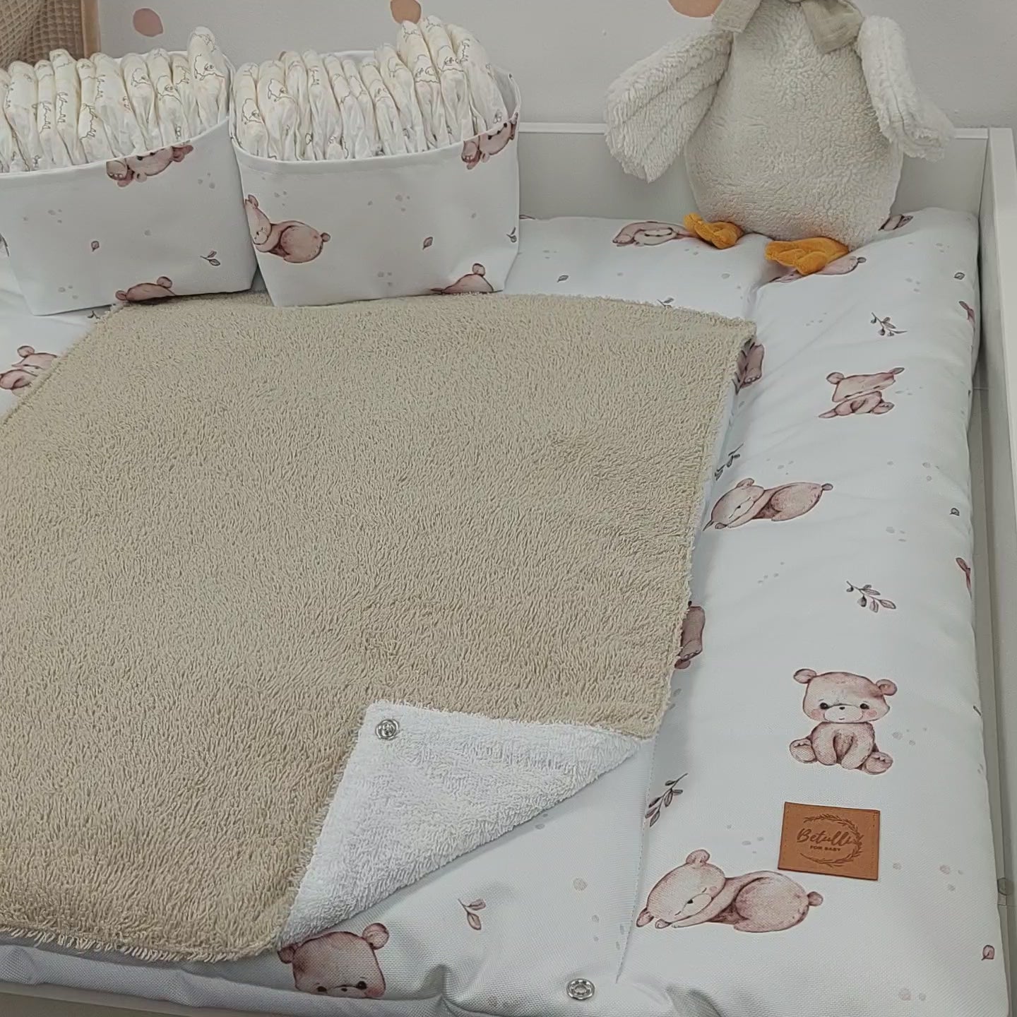 Wasserdichte Wickelauflage Beige Teddybären