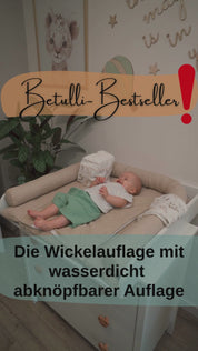 Wickelauflage mit wasserdichte abknöpfbare Auflage mit Druckknöpfen Hellbeige Frottee und Waffel