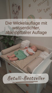 Wickelauflage mit wasserdichte abknöpfbare Auflage mit Druckknöpfen Hellbeige Frottee und Waffel