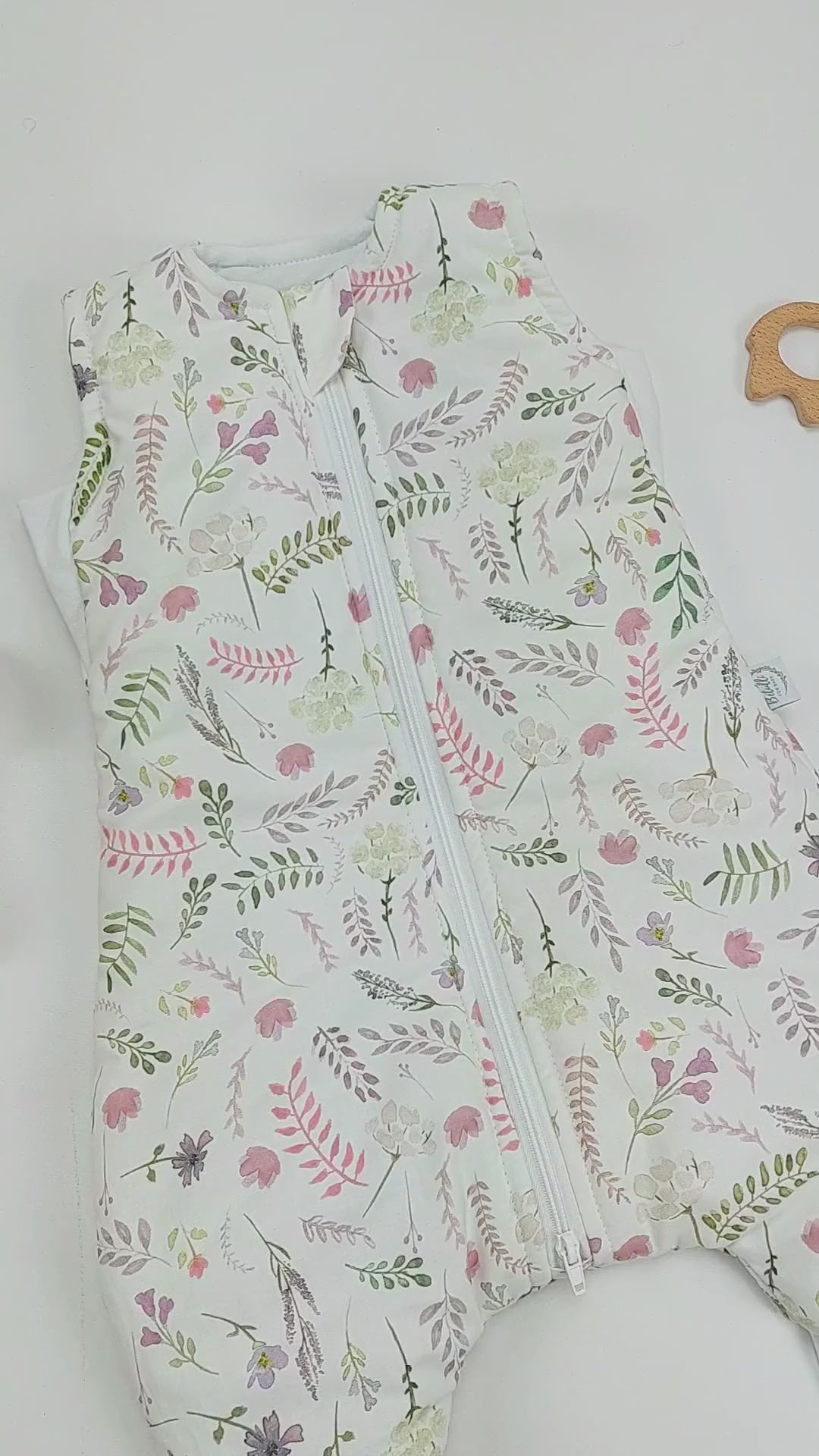 Baby Schlafsack mit Füßen Altrosa Blumen