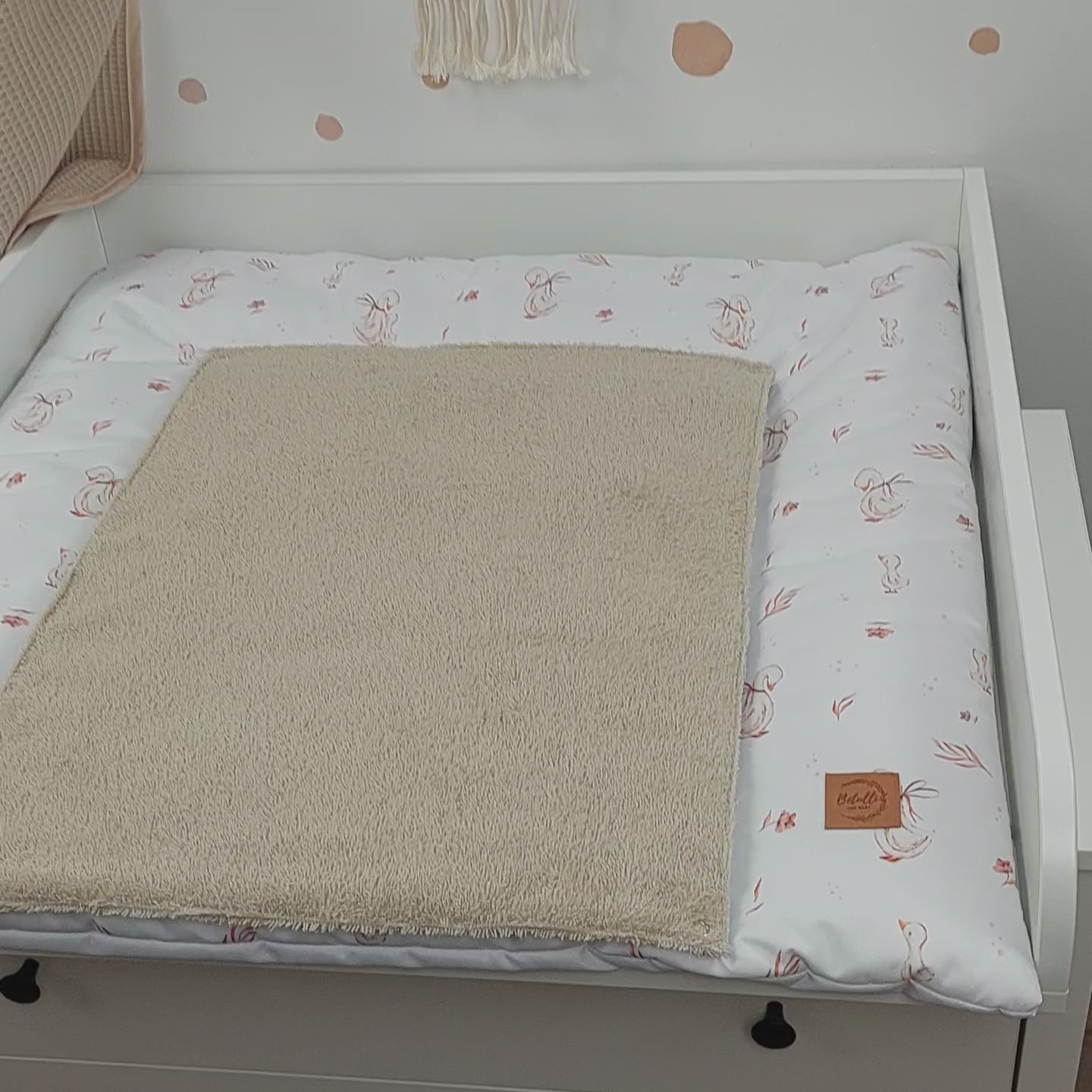 Wasserdichte Wickelauflage Beige Gänse