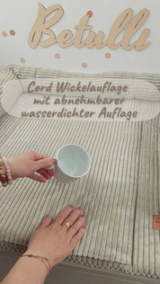 Cord Wickelauflage Sandbeige mit abnehmbarer wasserdichter Auflage mit Druckknöpfen