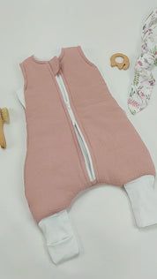 Baby Schlafsack mit Füßen Musselin Altrosa