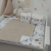 Wasserdichte Wickelauflage Blue-Beige - Wale & Luftballons